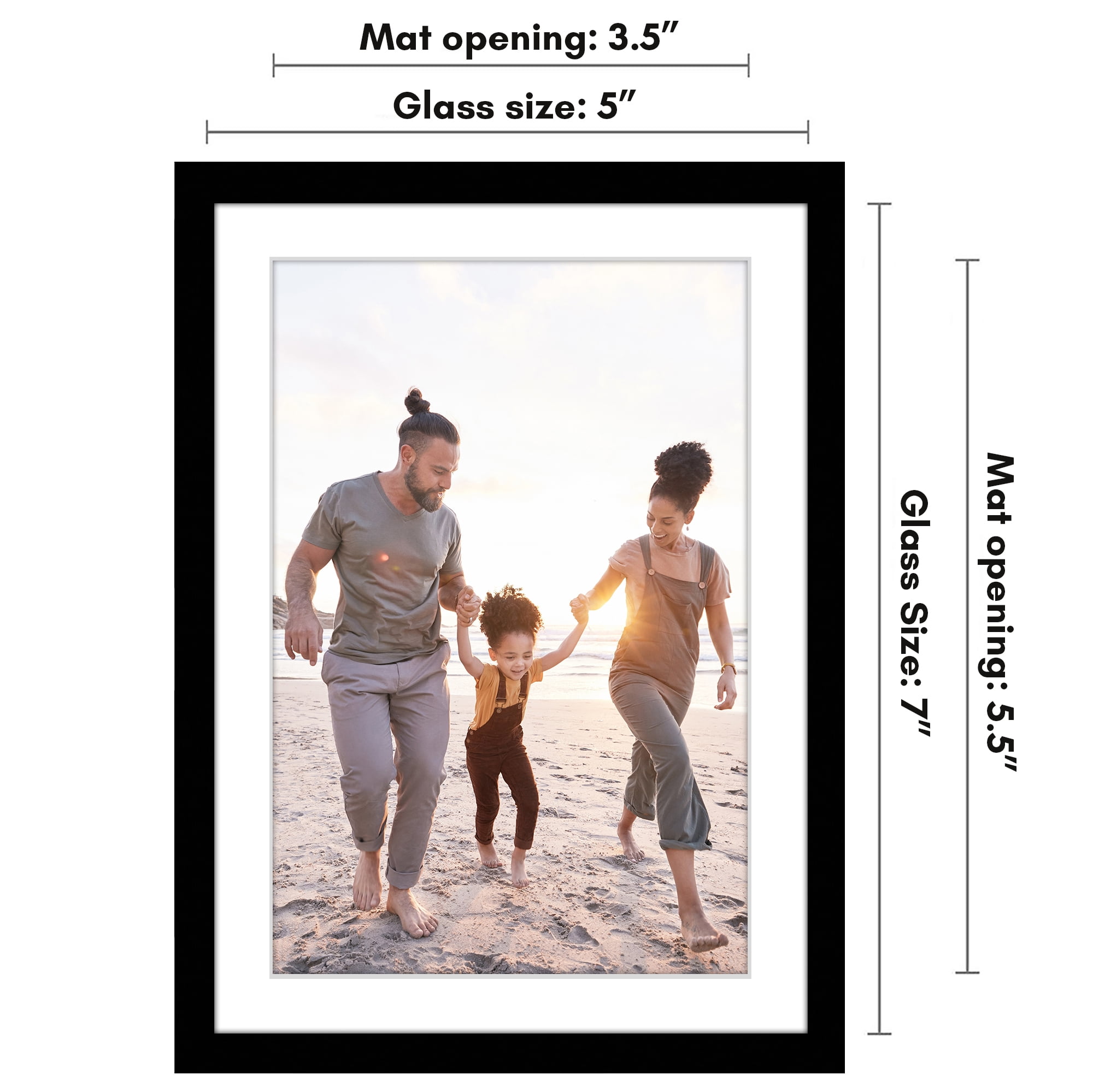 Americanflat 5x7 Picture Frame with Shatter-Resistant Glass with 4x6 Mat Display Photo Streamline - Black