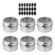 thumbnail image 2 of Ounissouiy 12 Uds. De tarros magnéticos para especias, salero de acero inoxidable, 4/6 Uds., organizador de contenedores para especias, almacenamiento de Cocina y Comedor 6 tarros de condimentos, 2 of 6
