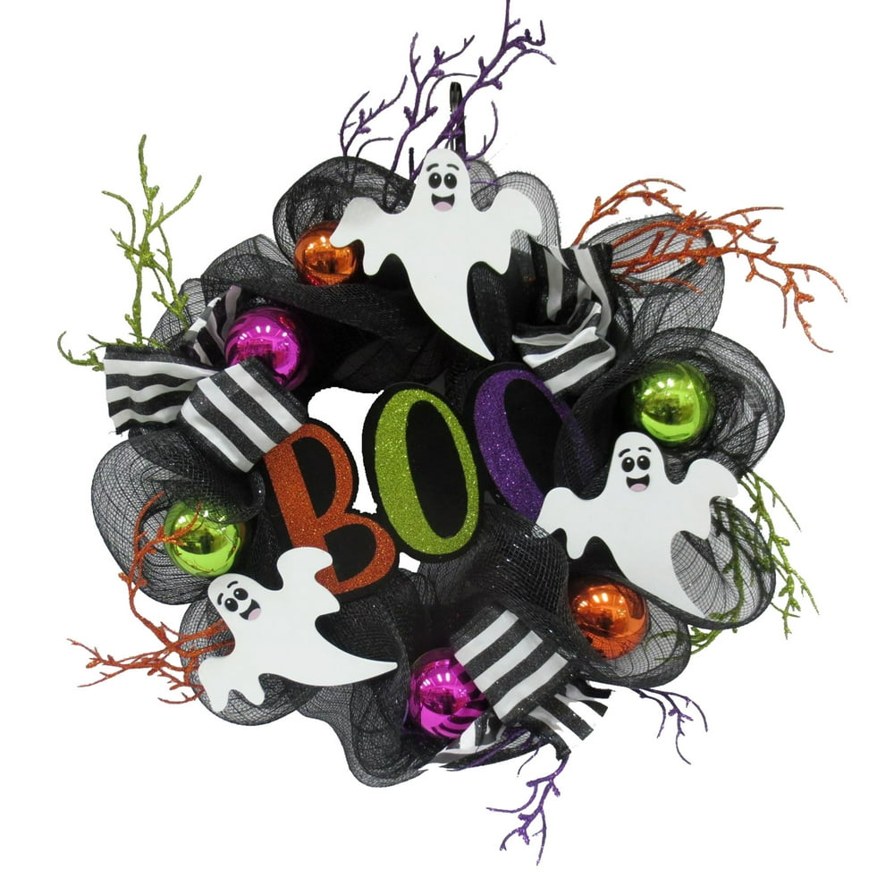 Way To Celebrate Halloween Ghost Boo Mesh Wreath