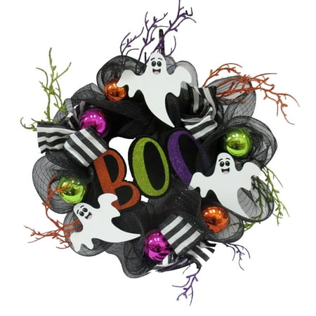 Way To Celebrate Halloween Ghost Boo Mesh Wreath