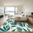 thumbnail image 3 of ODIKA 8'x10' Machine Washable Non-Slip Area Rug, Verdant Frond Cascade Design Teal Accents High Traffic Rug with Pad, Ivory, 905914, 3 of 8