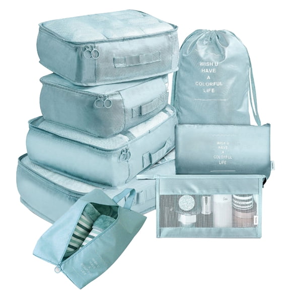 BVXEEP Gym Bag, Travel Duffle Bag, 8 Pack Packing Cubes 8 Sets Travel Luggage Organizers Include Shoe Storage Bag Convenient Packing Pouches for Travellers