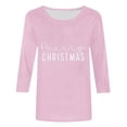 thumbnail image 4 of Womens Tops Christmas 3/4 Sleeve Printed Round Neck T-shirt Loose Shirt Pink L,Tops for Women, 4 of 5