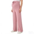 thumbnail image 5 of OGLCCG Women's Maternity Wide Leg Pants Over The Belly Pregnancy Lounge Pants Summer Thin Soft Stretchy Loose Fit Long Trousers, 5 of 6