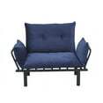 thumbnail image 2 of Modern Loveseat with Metal Frame, Upholstery Futon Sofa with Soft Back and Armrests, Small Couch Sofa with Button Tufted Design, for Living Room, Bedroom, Blue, 2 of 6