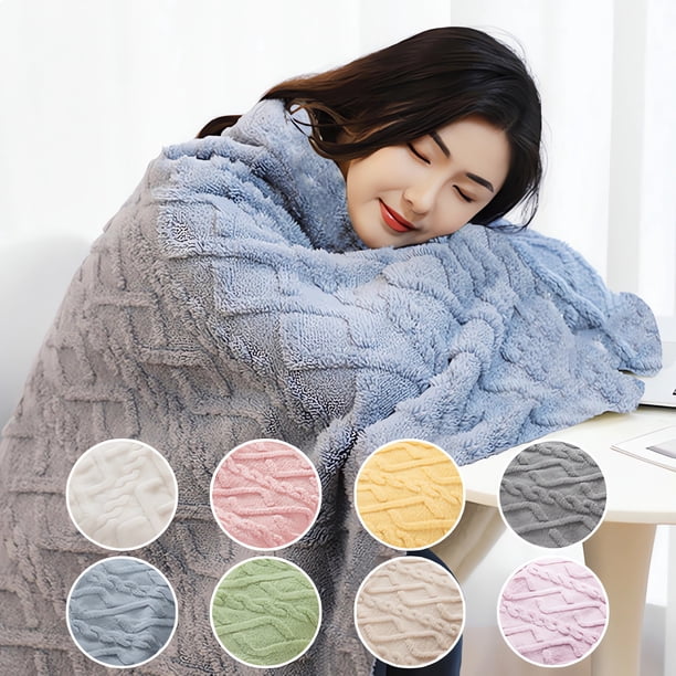 Manta polar Blukids para sofá para todas las estaciones: mantas súper suaves y acogedoras para mujer, con estampado de rayas, linda manta pequeña para sofá cama, rombos, 99 x 68 cm (beige)