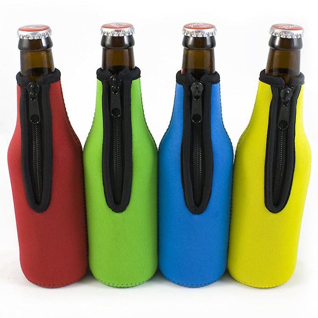 4pcs Aisladores De Manchon De Bouteille De Bire 330 Ml Standard Avec Fermeture Clair, Manchons De Canette Standard, Isolants En Noprne Pour Canett