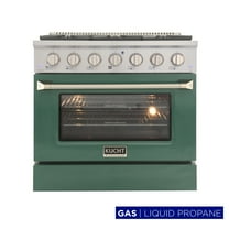 Kucht Professional 36" Modern Stainless Steel Propane Gas Range in Green/Silver