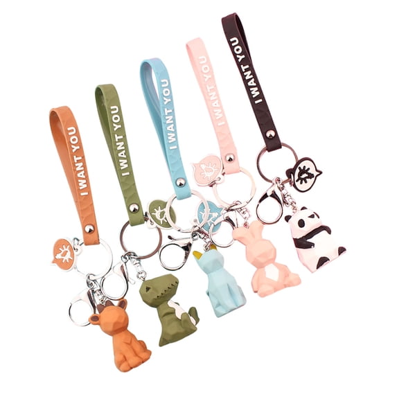 LEORX 5pcs Bunny Charm Keychain Assorted Color Geometric Style Bag Pendant for Women Men Use