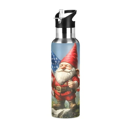 

ALAZA Santa Claus in Forest Water Bottle Insulated Flask Stainless Steel Straw Lid 20 oz