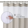 thumbnail image 4 of Fabric Shower Curtain with Snap-in Liner, Heavy Duty Water Resistant Bath Curtain with See Through Top Washable, 72Wx78H, Taupe, 4 of 7