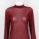 thumbnail image 3 of Qarigey Camiseta básica Sexy de manga larga elástica para mujer, camiseta informal transparente transparente para mujer, Tops de fiesta con cuello Prendas para la parte del cuerpo Vino rojo XXXL Qarigey AP008921-12, 3 of 6