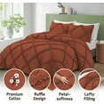 thumbnail image 3 of BedDecor 3 PC Luxury Diamond Ruffle "Brick Red, Full/Queen" 800 TC 100% Long Staple Egyptian Cotton Made Down Alternative Comforter, 3 of 5