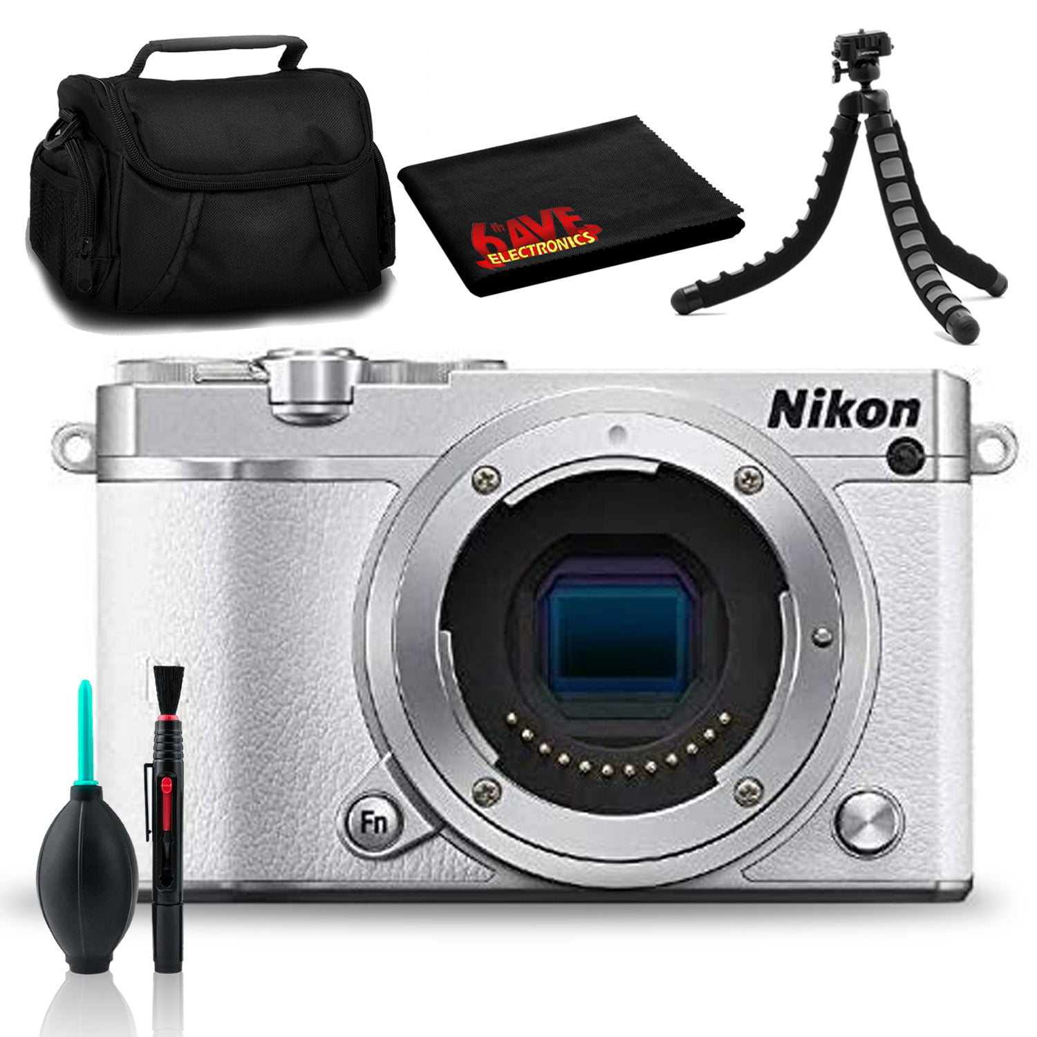 Nikon 1 J5 Mirrorless Digital Camera (White) with Tripod, Case ...