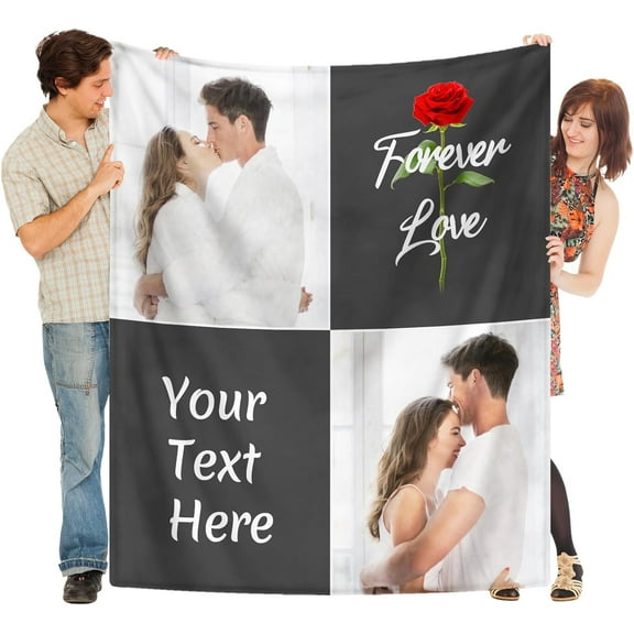 Custom Blanket for Birthday Anniversary Customized Gifts for Mom Dad Couple Girlfriend Boyfriend Wife Husband, Photo 3, 4 Sizes Blankets
