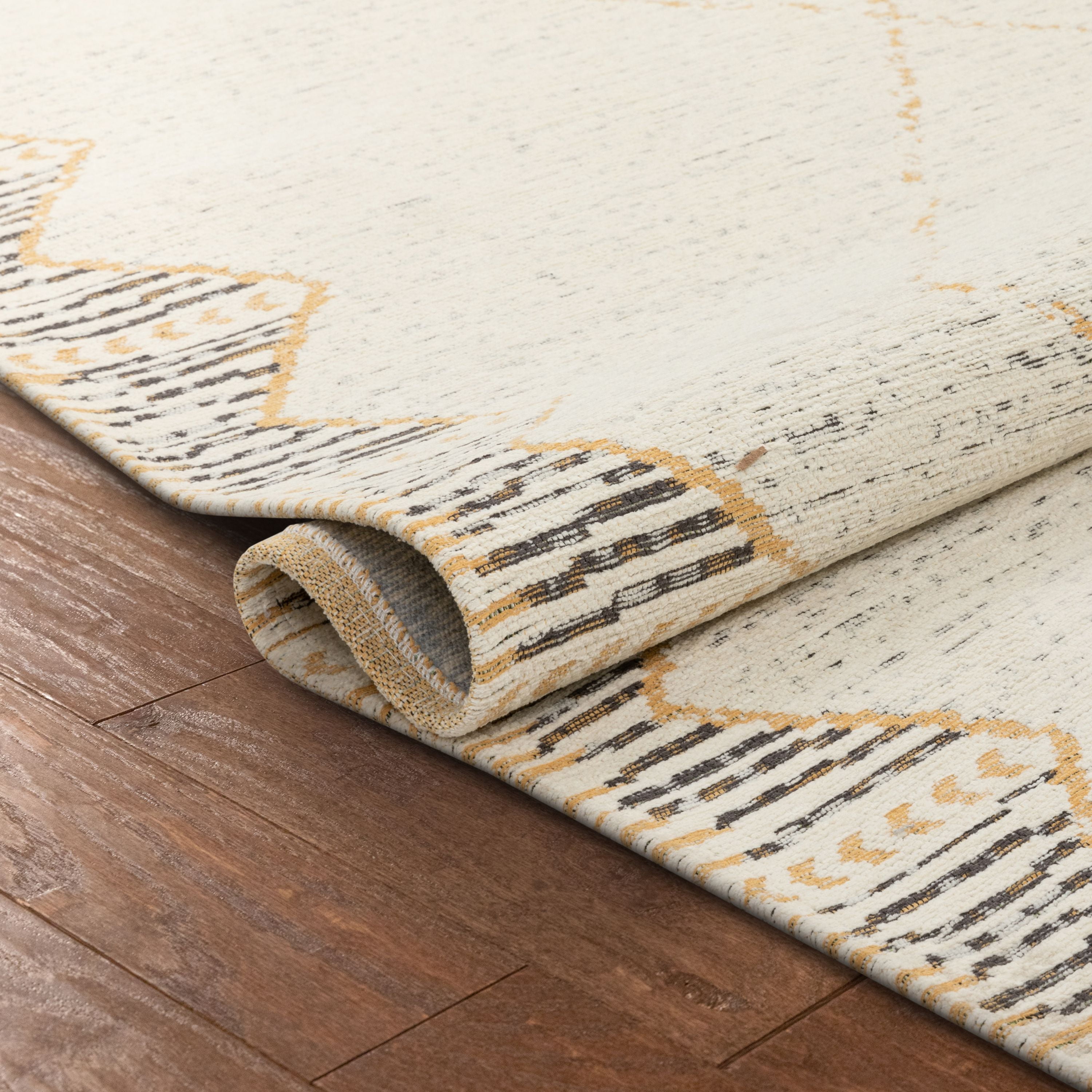 Well Woven ChaCha Kippa Moroccan Diamond Pattern Gold Kilim-Style 5'3" x 7'3" Area Rug