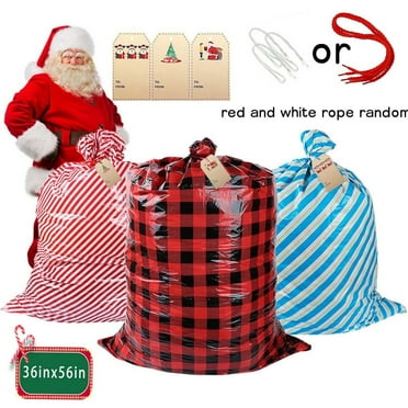 Christmas Large Plastic Bag Jumbo Gift Bag 36*56in Santa Claus Gift Bag with Rope for Christmas Party Gifts & Supplies