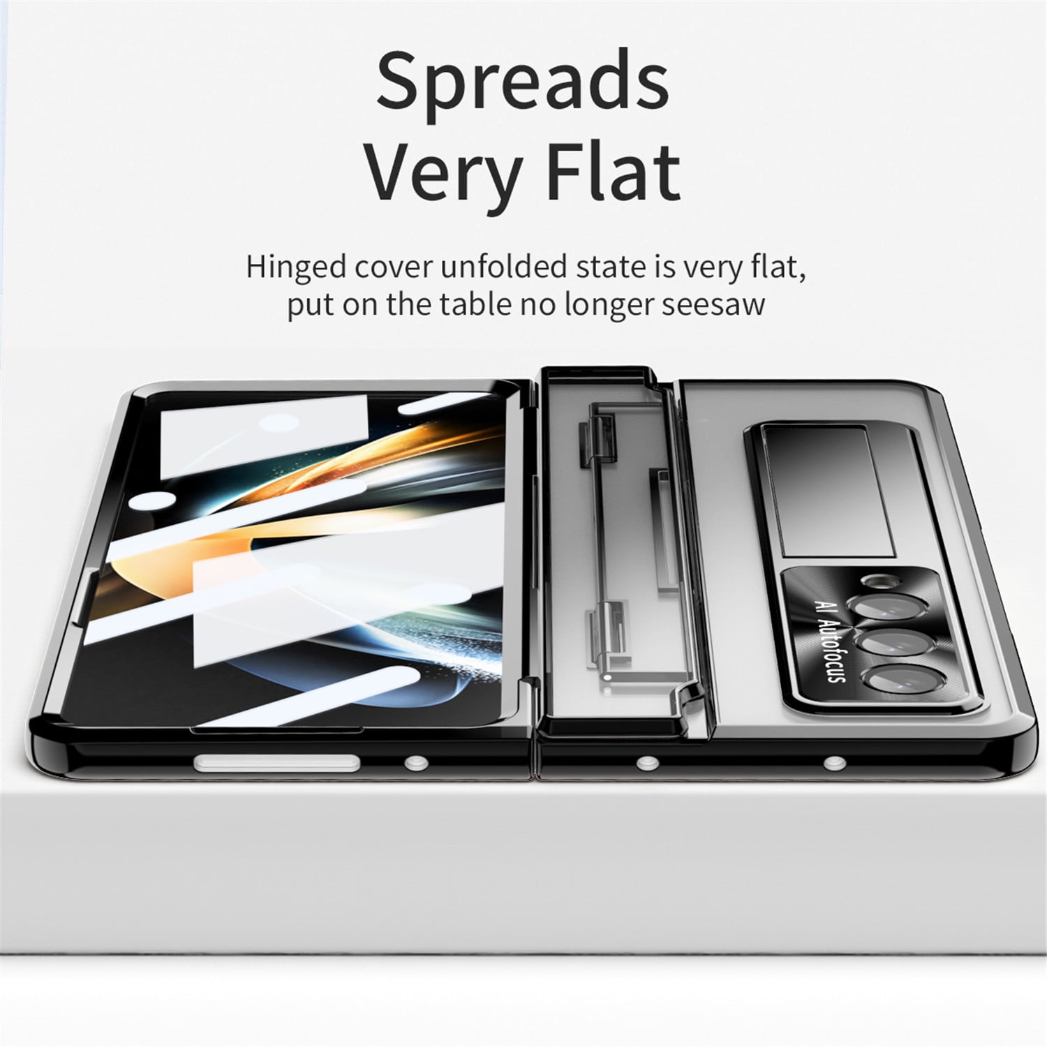 for Samsung Galaxy Z Fold 4 2022 Case, Luxury Plating Shockproof Drop Protection Phone Case for Samsung Galaxy Z Fold 4 5G 7.6 inch, Black