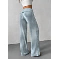 thumbnail image 5 of Women’s Knit Straight-Leg Pants, Soft Stretch Casual Trousers, Lightweight Striped or Solid Lounge Bottoms, High-Waist Relaxed Fit Pants for Daily Wear & Travel, 5 of 6