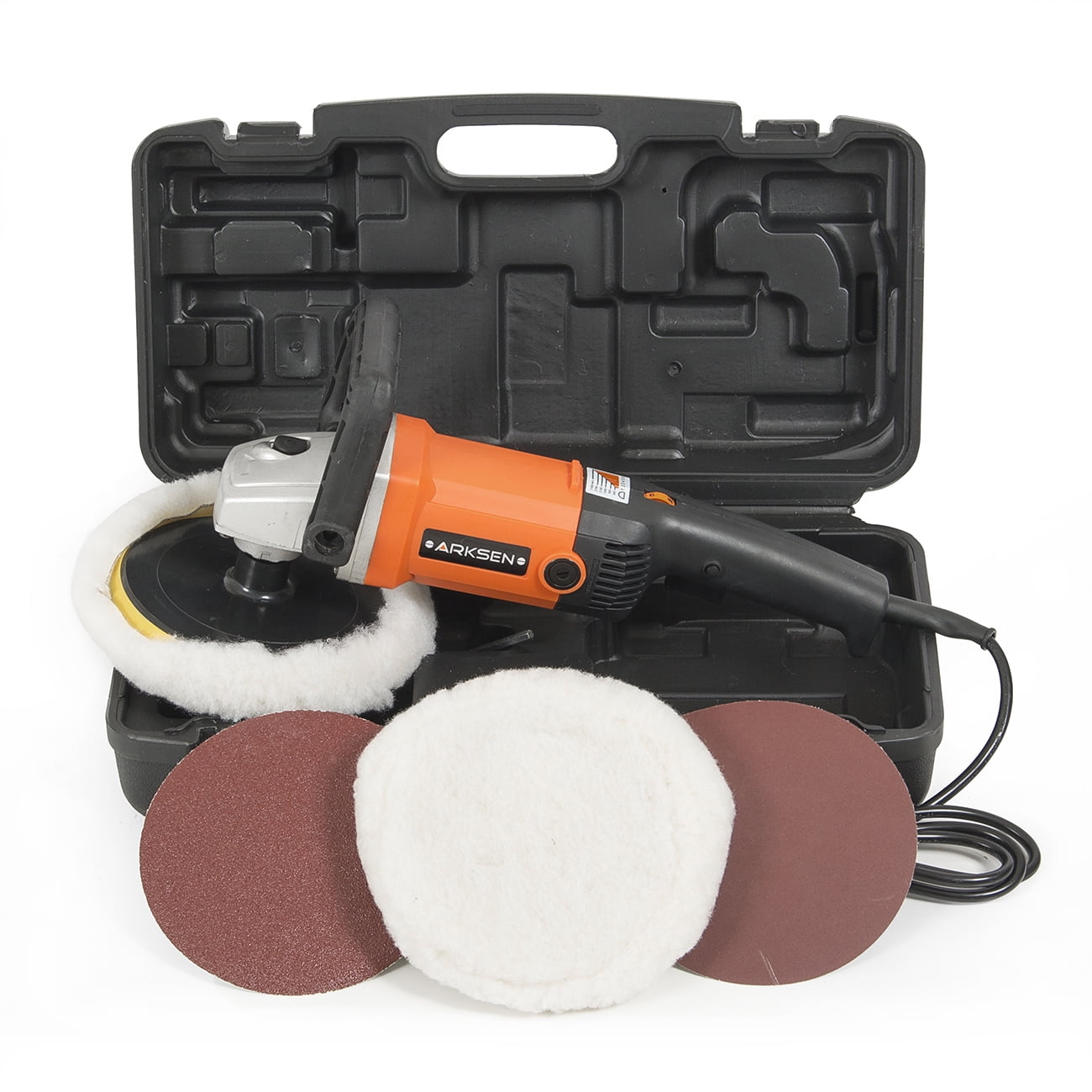 Arksen 7" Electric Car Polisher, Variable Speed, Buffer, Sander, Orange by ARKSEN