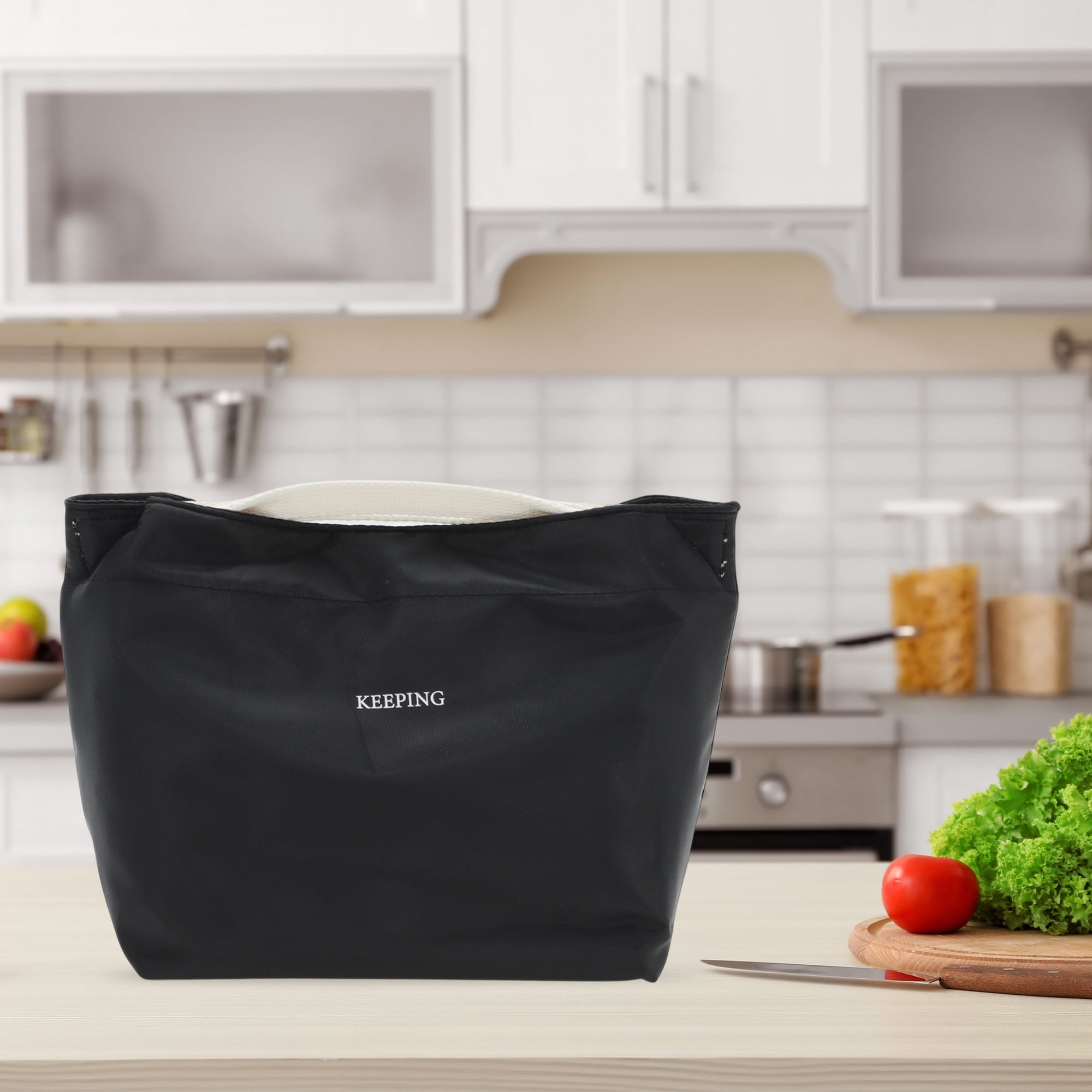 Unique Bargains Hand-held Lunch Bag 1 Pc Black