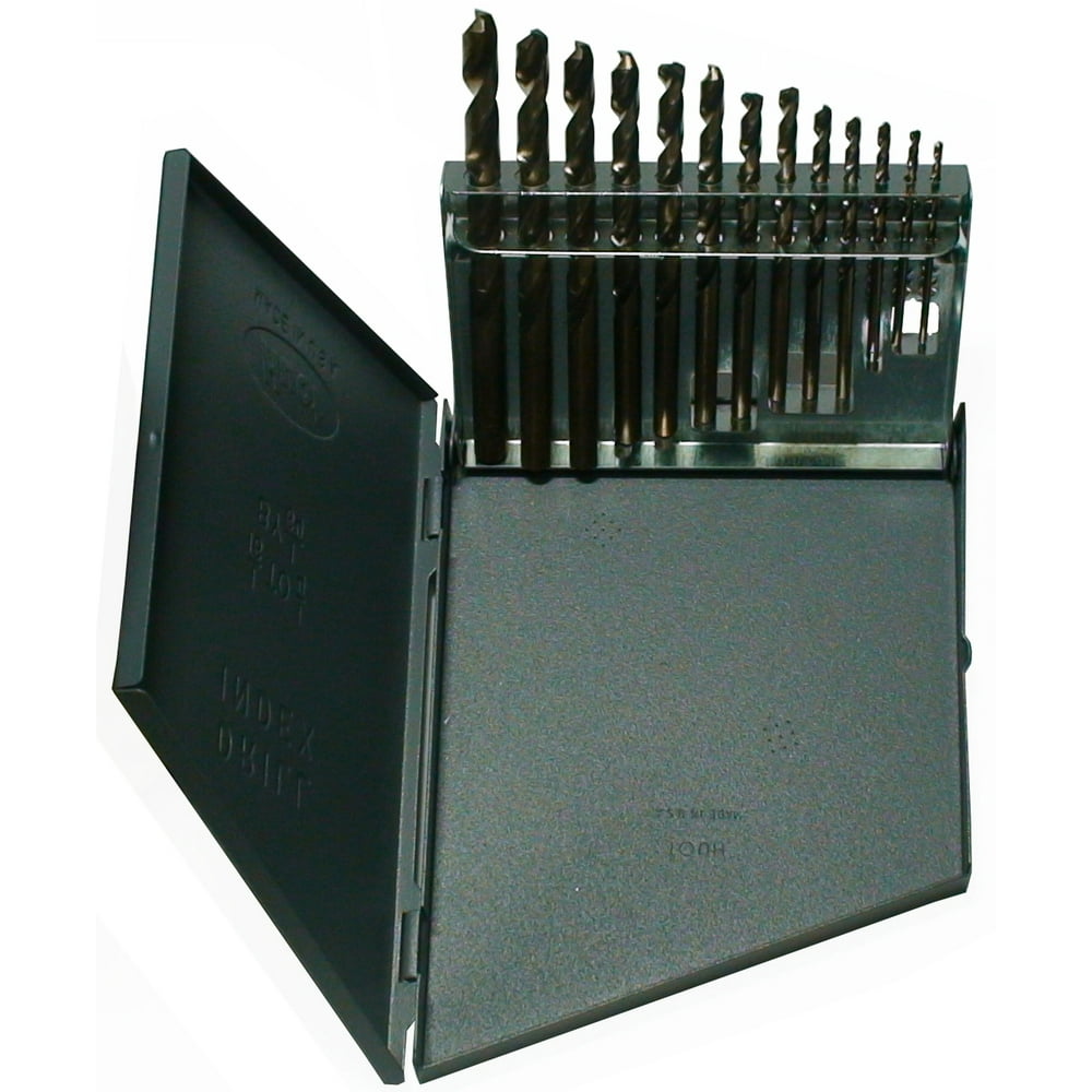 13 Cobalt Drill Bit Set Metal Case, Sizes 1/16" 1/4" x 64ths