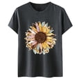 thumbnail image 4 of LUOGENLI T-shirts pour Femme pour Femmes T-shirts pour Femmes à la Mode Tournesol Imprimé Col Rond Manches Courtes Sport Décontracté T-Shirt 4TG T-shirts pour Femmes T-shirts Graphiques T-shirts de la Saint-Valentin Gris Foncé m, 4 of 5