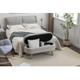thumbnail image 3 of BISHE Velvet Fabric Storage Bench with Wood Legs, Modern Bedroom Bench for Living Room, Bedroom, or Entryway, Light Gray, 3 of 9