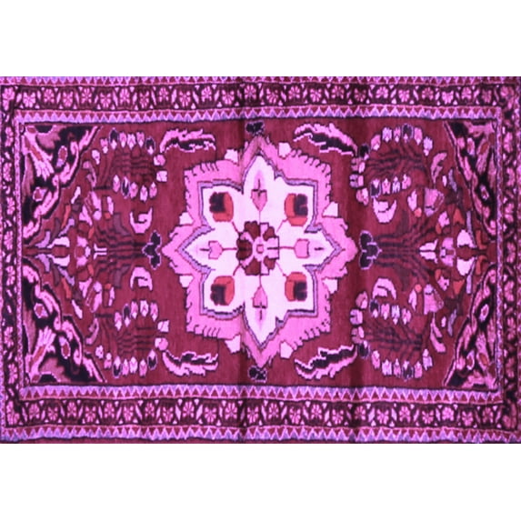 Ahgly Company Indoor Rectangle Persian Purple Traditional Area Rugs, 2' x 5'
