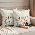 thumbnail image 2 of Spring Flower Pillow Covers 2 Pack Vintage Watercolor Blue Yellow Pink Floral Pillowcase Waterproof Outdoor Throw Pillow Cover for Patio Garden Square Cushion 16”x16”, 2 of 9