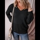 thumbnail image 4 of Suéteres de Punto para Mujer, Otoño, Cuello en V, Larga, Suéter Informal Holgado. Negro XS, 4 of 6