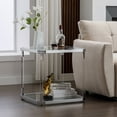 thumbnail image 5 of Glass Side Table-Silver Chrome End Table Clear Acrylic Nightstand for Living Room Bedroom, 5 of 6