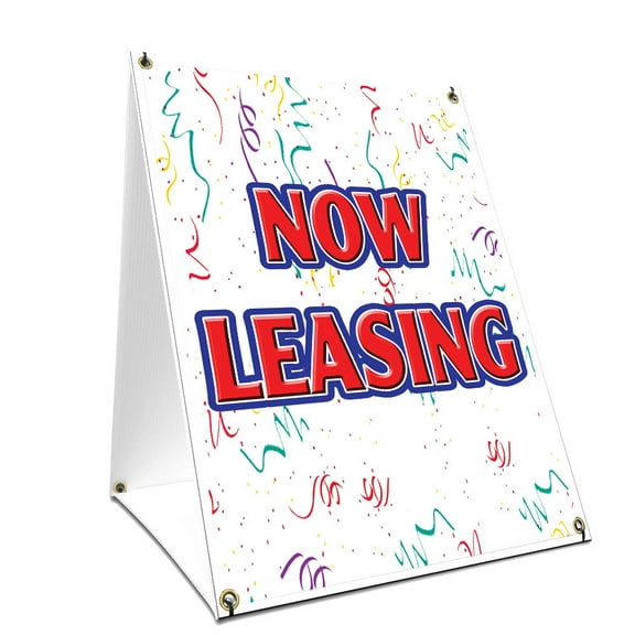 A-frame Sidewalk Now Leasing Sign With Graphics On Each Side | 18" X 24" Print Size