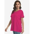 thumbnail image 2 of 3-pack Hot Pink Women's Tshirts Casual V Neck Short Sleeve Loose Summer Tunic Tops, 2 of 5