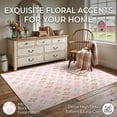 thumbnail image 4 of CHAKME 5'x7' Washable Non Slip Area Rug Ultra Soft Floral Carpet Living Room Large Vintage Green American Country Flower Rugs Distressed Retro Farmhouse Floor Mat, Pink Green, 4 of 7