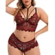 thumbnail image 2 of Gibobby Lencería sexy Conjunto de lencería de 2 piezas de talla grande para mujer con sujetador de tiras y bragas(Vino, 4XL), 2 of 5