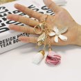thumbnail image 2 of Flower Keychain Rhinestone Tassel Leaf Key Ring Women Wallet Bag Pendant Charms Pink, 2 of 8
