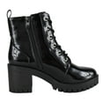 thumbnail image 3 of TOP MODA Women Chunky Thick High Heels Combat Lug Sole Ankle Boots Platform Lace Up Booties Side Zipper Bianca-90 Black Patent 8, 3 of 4
