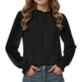 thumbnail image 5 of GUNIA Girls Long Sleeve Shirts Casual Solid Color Crewneck Basic Ruffle Kids Spring Fall Tops Toddler Tees Black 6-7 Years, 5 of 5