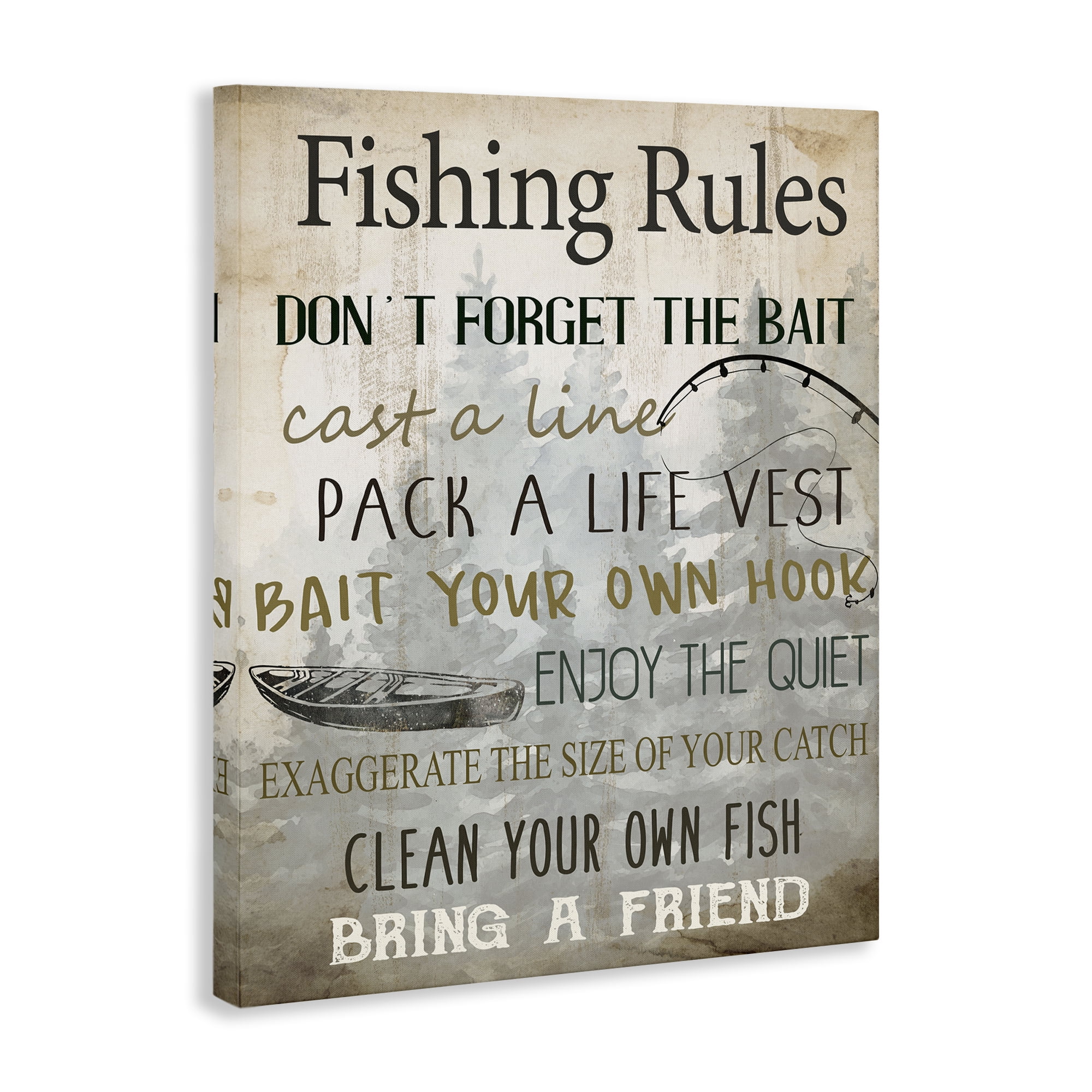 Stupell Industries Fishing Rules List Nautical & Beach Painting Wrapped Canvas Art Print Wall Art, 30 x 40