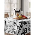 thumbnail image 6 of Black White Video Game Table Cloth, Console Computer Gaming Sketch Style Waterproof Tablecloth for Rectangle Tables, Reusable Washable Fabric Table Cover for Restaurant Kitchen Dining Tables 60"x84", 6 of 6