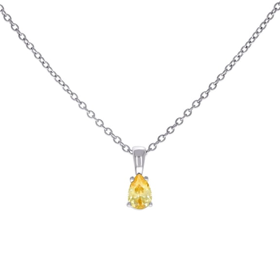 925 Sterling Silver Womens Yellow Pear Cubic Zirconia Tear Drop Charm Necklace 16   2 Inch 10.4x4.4mm Wide Pendant Neckl