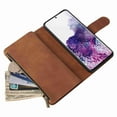 thumbnail image 3 of Galaxy S21 Plus Wallet Case, Dteck Soft Leather Zipper Wallet Case Magnetic Buckle Horizontal Flip Cover with 5 Card Slots/Photo Pocks for Samsung Galaxy S21 Plus, Brown, 3 of 6