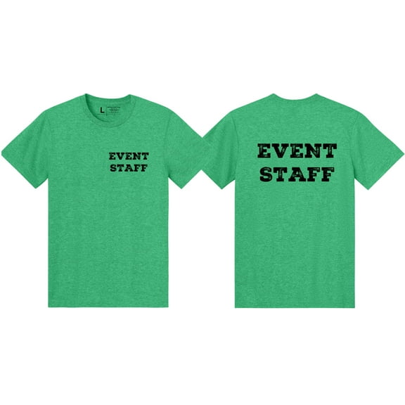 NYC FACTORY Men's Event Staff Tee NR, Chest & Back, Heather Green, L