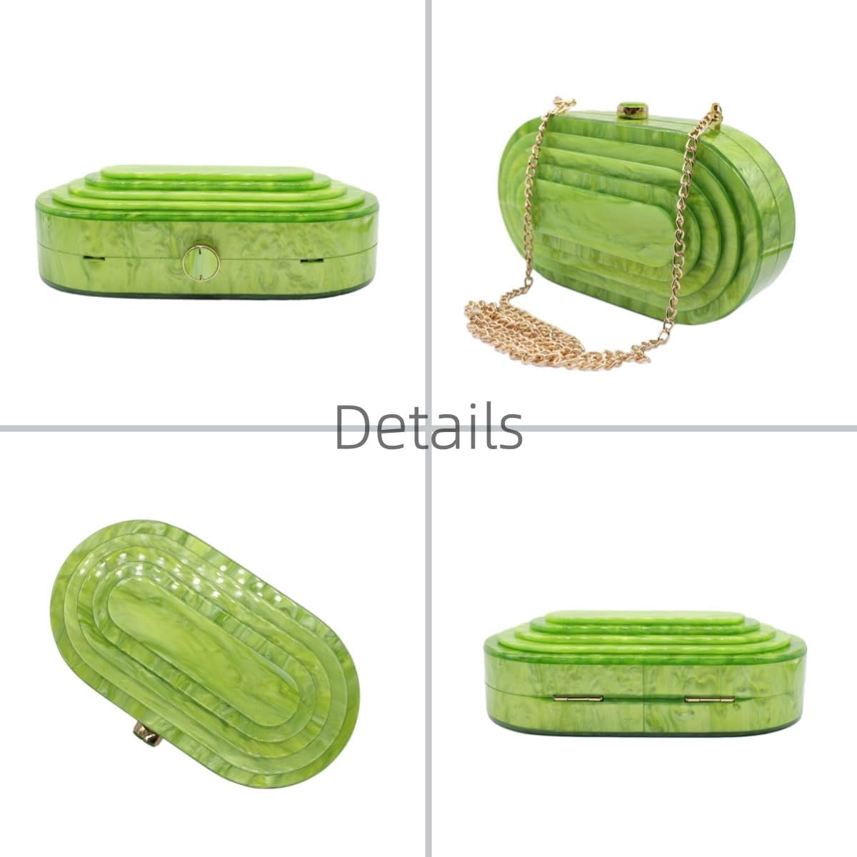 Kwuty Acrylic Evening Clutch Bag for Women Shell Shape Shoulder Crossbody Bag Glitter Marble Purse Handbag