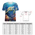 thumbnail image 2 of Nautical Green Sea Turtles Women's Short Sleeve Tops Casual Blouses T Shirt, 2 of 6