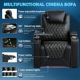 thumbnail image 4 of Weilianda Chic Recliner Chair Electricity Recliner Power Recliner Chair Top Grain Leather Movie Chair Gaming Sofa with Tray Table USB Charging Cup Holders,Row of 6 Black, 4 of 5