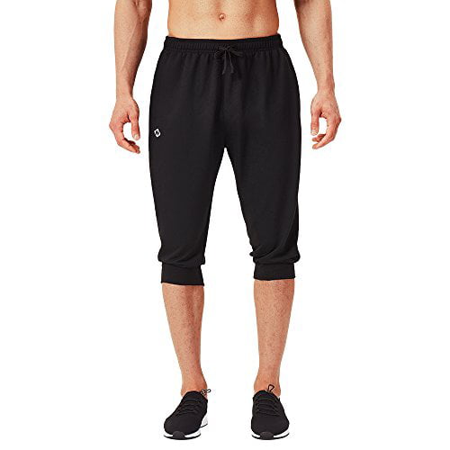 NAVISKIN Mens 3/4 Workout Training Jogger Capri Pants Athletic Gym Running Yoga Shorts Zipper Pockets