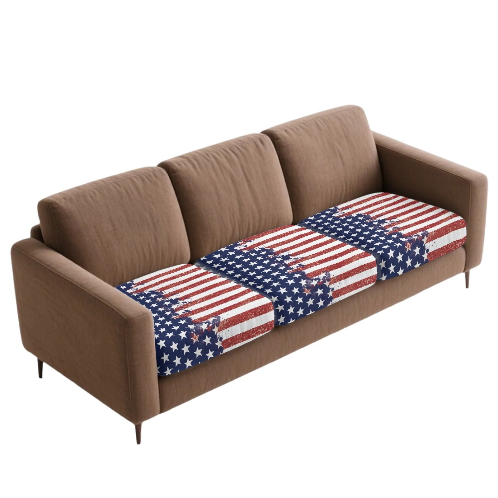 Xoenoiee American Flag Paint Splatter Print Couch Cushion Covers, Stretch Soft Couch Covers for Sofa, Washable Non-Slip Sofa Slipcover Furniture Protector for Indoor and Outdoor