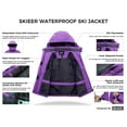 thumbnail image 3 of Skieer Women's Waterproof Ski Jacket Windproof Rain Jacket Winter Warm Hooded Coat Purple Medium, 3 of 6
